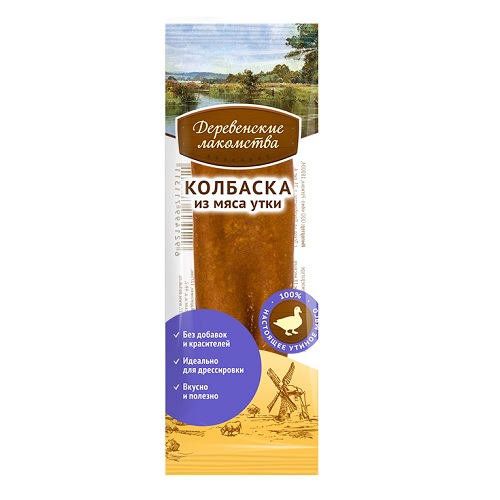 ДЕРЕВЕНСКИЕ ЛАКОМСТВА Мини колбаски из мяса утки для собак 8 г